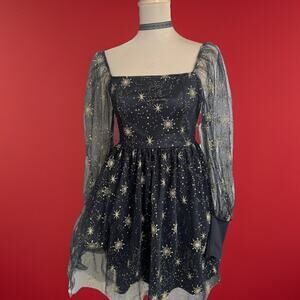 NWT Black Tuille Babydoll Dress - Dark Fairycore - Boho Witchy - Celestial Glam